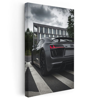Audi R8 - Mat Siyah Alman Süper Otomobili Kanvas Tablo