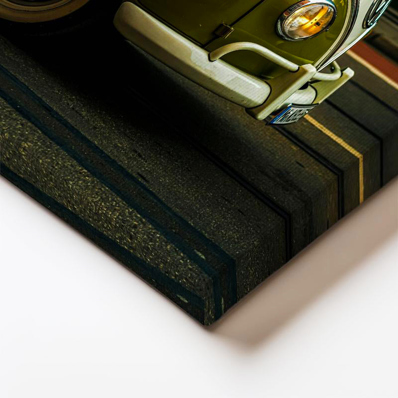 Dikey Kanvas Tablo Yeşil Beyaz Volkswagen T1 Minibüs Ön Görünüm Volkswagen Tablosu Ev Ofis Dekoru