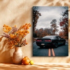 Dikey Kanvas Tablo Sonbahar Manzaralı Dodge Challenger Arka Görünüm Dodge Tablosu Ev Ofis Dekoru