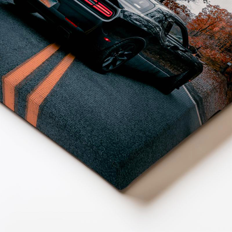 Dikey Kanvas Tablo Sonbahar Manzaralı Dodge Challenger Arka Görünüm Dodge Tablosu Ev Ofis Dekoru