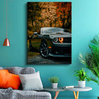 Dikey Kanvas Tablo Sonbahar Ormanında Dodge Challenger Araba Tablosu Ev Ofis Duvar Dekoru