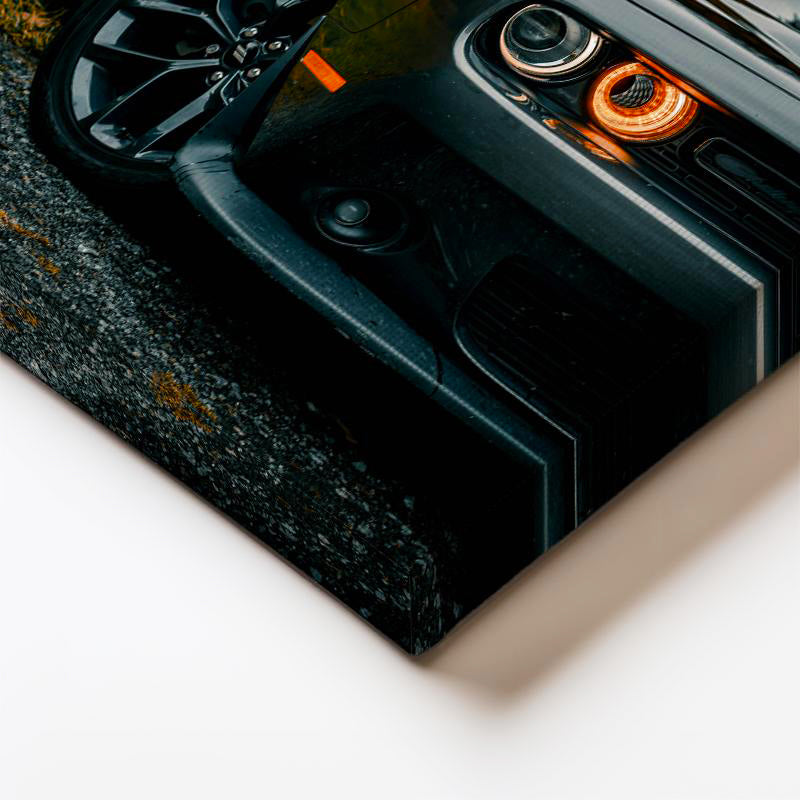 Dikey Kanvas Tablo Sonbahar Ormanında Dodge Challenger Araba Tablosu Ev Ofis Duvar Dekoru