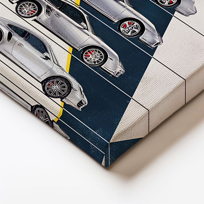 Dikey Kanvas Tablo Porsche 911 Turbo Nesiller Tarihçesi Porsche Tablosu Ev Ofis Duvar Dekoru