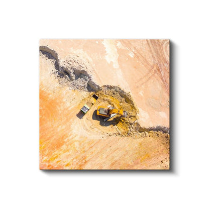 İş Makineleri - Havadan Ekskavatör Görünümü Kanvas Tablo