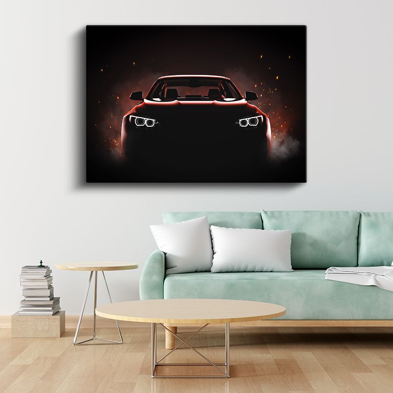BMW Sedan - Karanlıkta Parlayan Farlar Kanvas Tablo