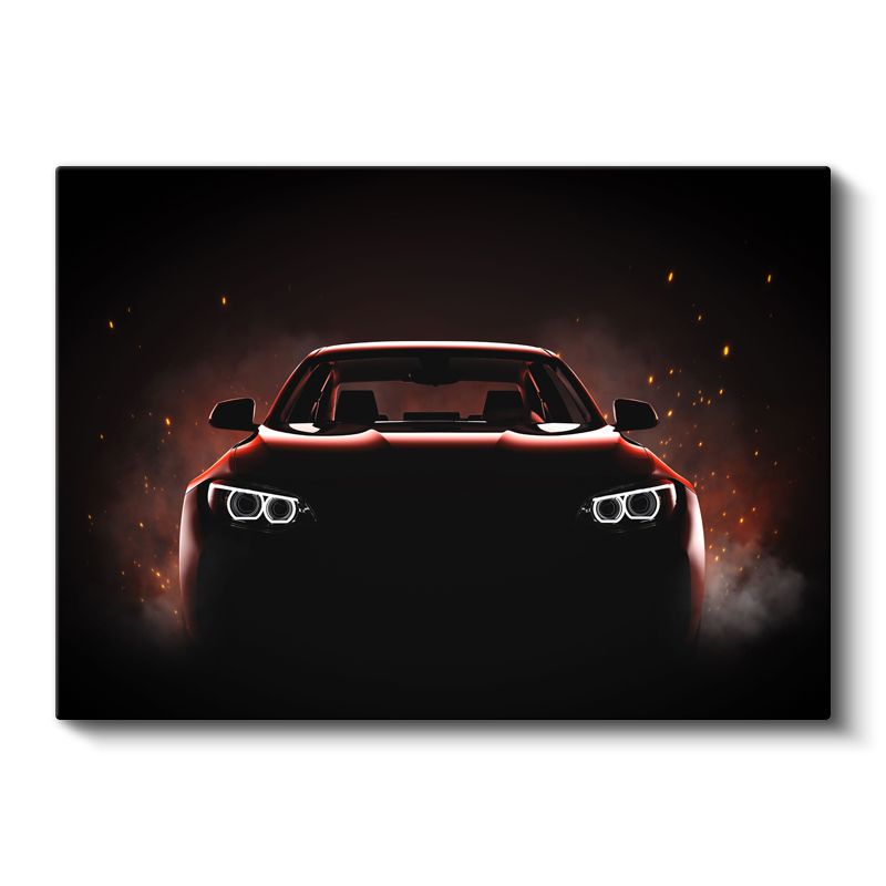 BMW Sedan - Karanlıkta Parlayan Farlar Kanvas Tablo