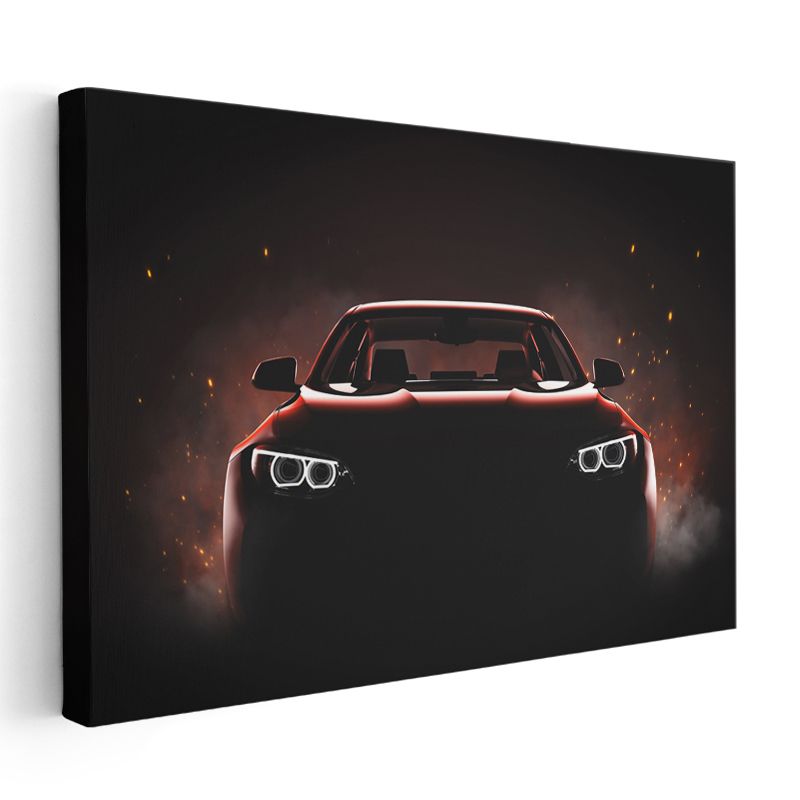 BMW Sedan - Karanlıkta Parlayan Farlar Kanvas Tablo