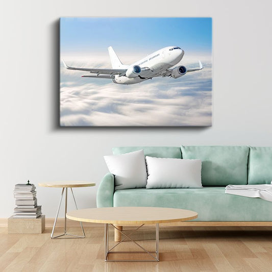 Boeing 737 - Bulutlar Üzerinde Yükselen Kanvas Tablo