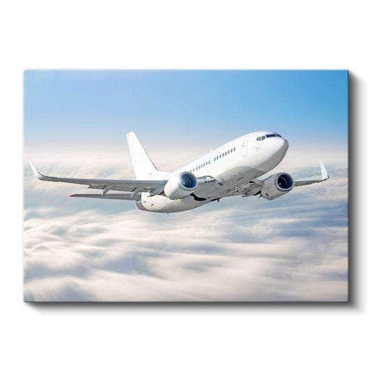 Boeing 737 - Bulutlar Üzerinde Yükselen Kanvas Tablo