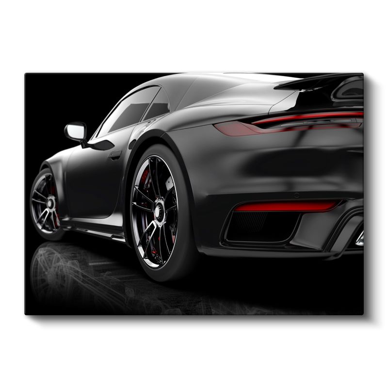 Porsche 911 - Siyah Spor Otomobil Detay Kanvas Tablo