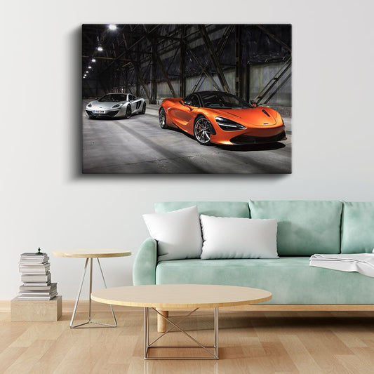 McLaren 720S - Turuncu Süper Otomobil İkilisi Kanvas Tablo