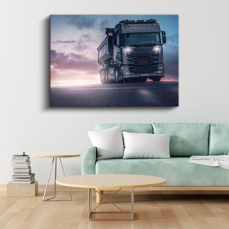Scania Kamyon - Gün Batımında Ağır Vasıta Kanvas Tablo