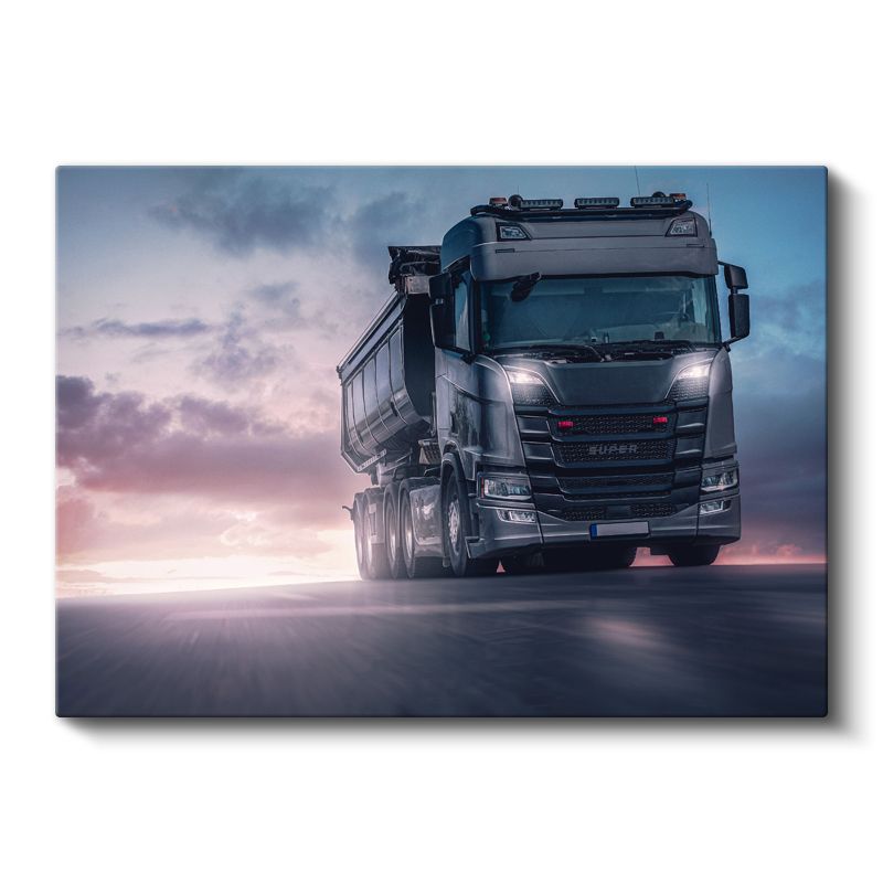 Scania Kamyon - Gün Batımında Ağır Vasıta Kanvas Tablo