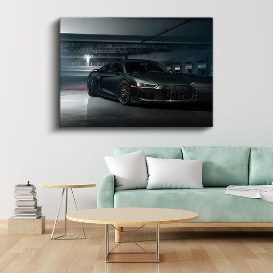 Audi R8 - Mat Siyah Süper Otomobil Kanvas Tablo