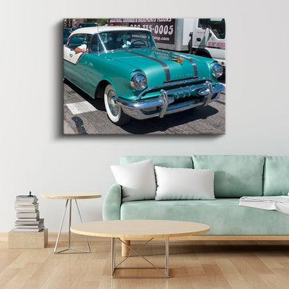 Pontiac Chieftain - Turkuaz Klasik Amerikan Arabası Kanvas Tablo