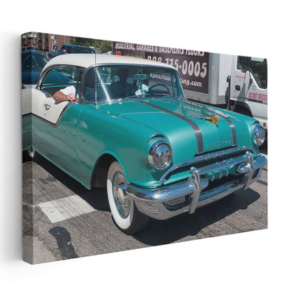 Pontiac Chieftain - Turkuaz Klasik Amerikan Arabası Kanvas Tablo