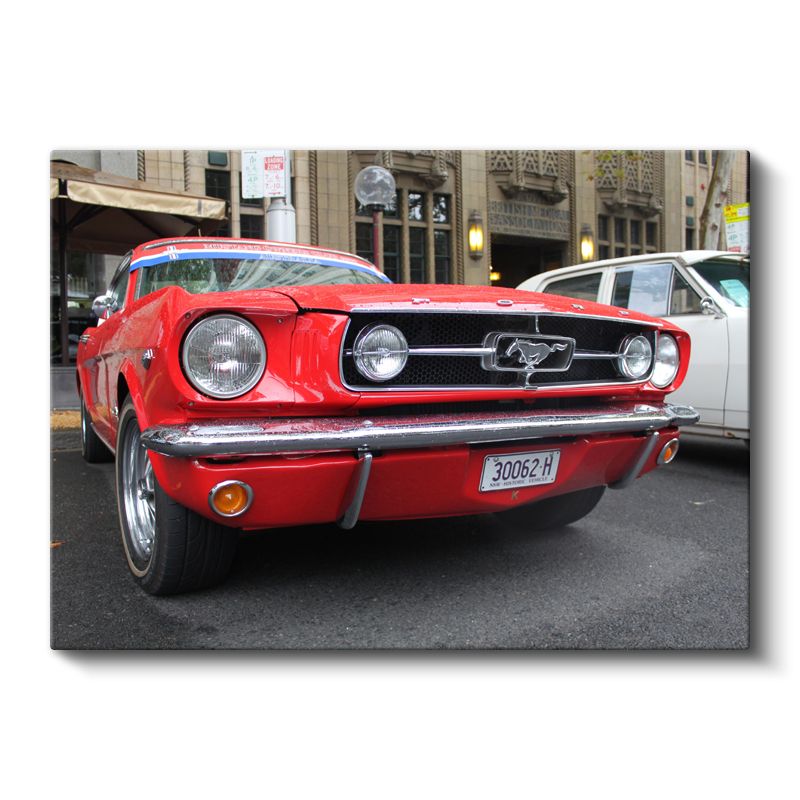 Ford Mustang - Kırmızı Klasik Amerikan Muscle Car Kanvas Tablo