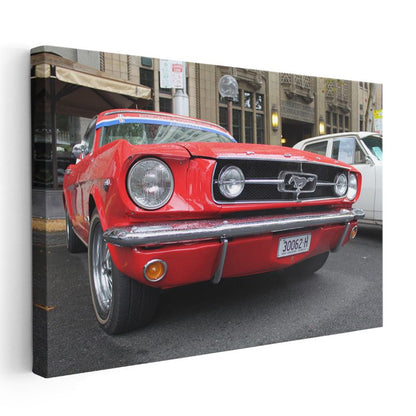 Ford Mustang - Kırmızı Klasik Amerikan Muscle Car Kanvas Tablo
