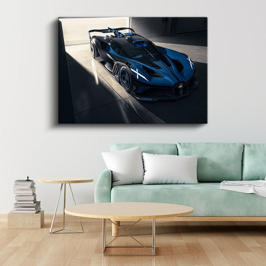 Bugatti Bolide - Mavi Yarış Konsept Otomobil Kanvas Tablo