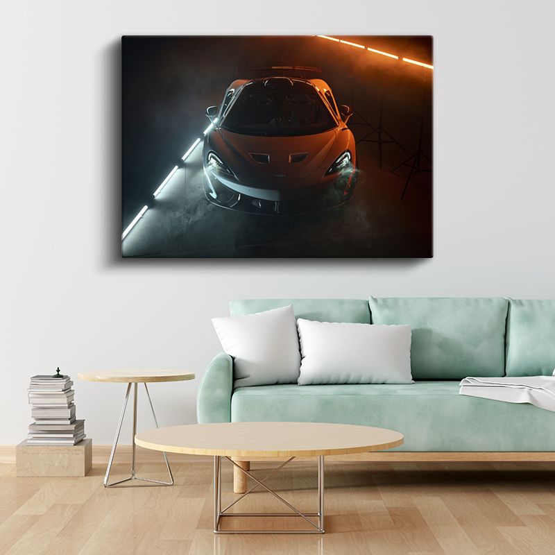 McLaren 720S - Turuncu Spor Otomobil Gece Görünümü Kanvas Tablo