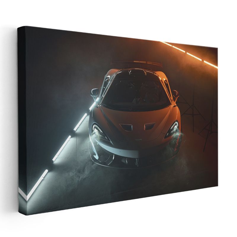 McLaren 720S - Turuncu Spor Otomobil Gece Görünümü Kanvas Tablo