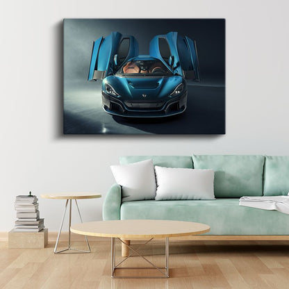 Rimac Nevera - Mavi Elektrikli Hiper Otomobil Kanvas Tablo