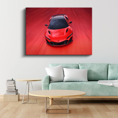 Acura NSX Type S - Kırmızı Spor Otomobil Hız Efekti Kanvas Tablo