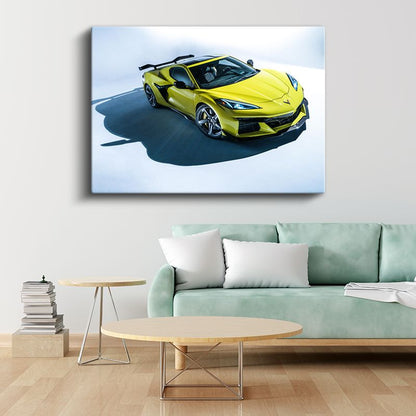 Chevrolet Corvette Z06 - Sarı Spor Otomobil Profil Kanvas Tablo
