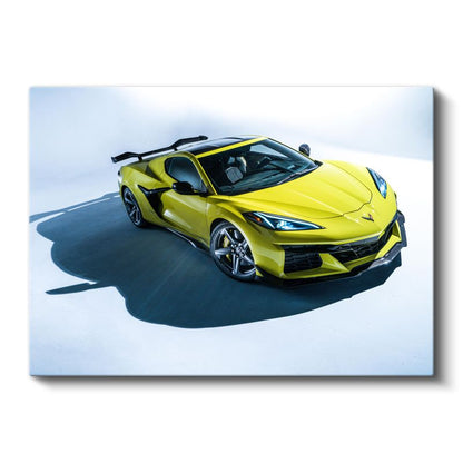 Chevrolet Corvette Z06 - Sarı Spor Otomobil Profil Kanvas Tablo