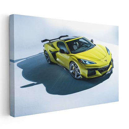 Chevrolet Corvette Z06 - Sarı Spor Otomobil Profil Kanvas Tablo
