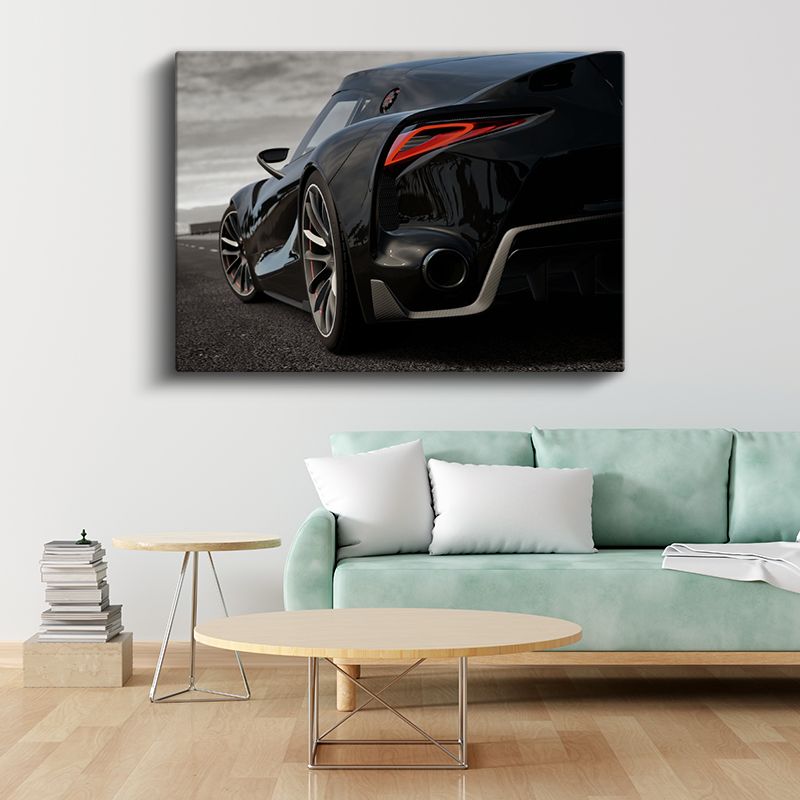 Toyota Supra - Siyah Spor Otomobil Arka Detay Kanvas Tablo