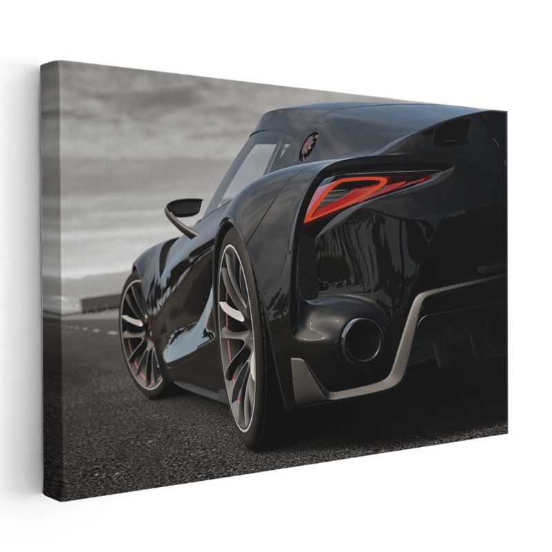 Toyota Supra - Siyah Spor Otomobil Arka Detay Kanvas Tablo