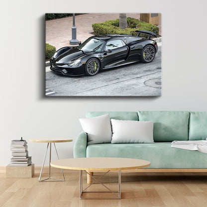 Porsche 918 Spyder - Siyah Süper Otomobil Kanvas Tablo
