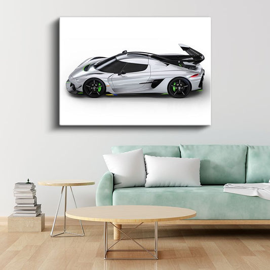 Koenigsegg Jesko - Gümüş Hipercar Kanvas Tablo
