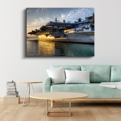 Uçak Gemisi - Gün Batımında Deniz Kuvvetleri Kanvas Tablo