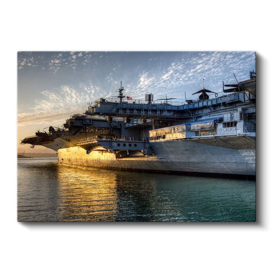 Uçak Gemisi - Gün Batımında Deniz Kuvvetleri Kanvas Tablo