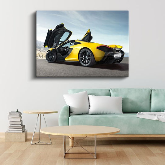McLaren P1 - Sarı Kelebek Kapılı Süper Otomobil Kanvas Tablo