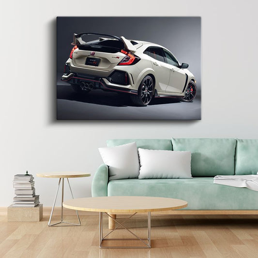Honda Civic Type R - Beyaz Japon Hot Hatch Kanvas Tablo