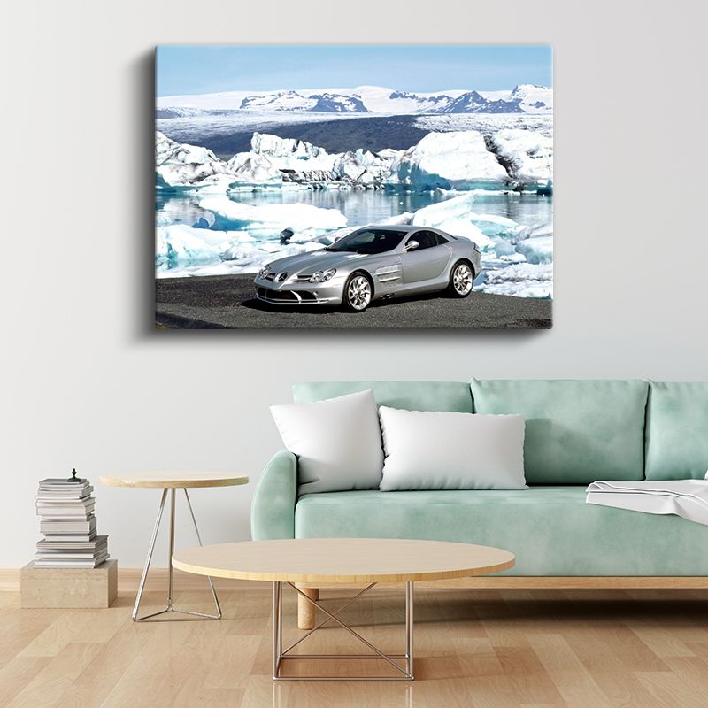 Mercedes-Benz SLR McLaren - Buzul Manzarasında Lüks Otomobil Kanvas Tablo