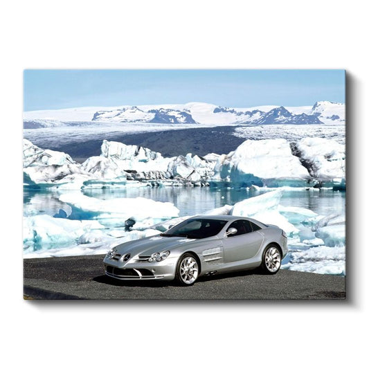 Mercedes-Benz SLR McLaren - Buzul Manzarasında Lüks Otomobil Kanvas Tablo