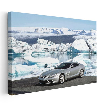 Mercedes-Benz SLR McLaren - Buzul Manzarasında Lüks Otomobil Kanvas Tablo