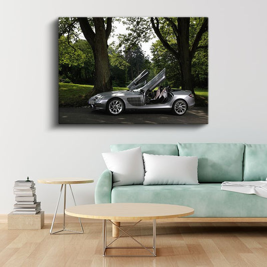 Mercedes-Benz SLR McLaren - Kelebek Kapılarıyla Doğada Lüks Kanvas Tablo