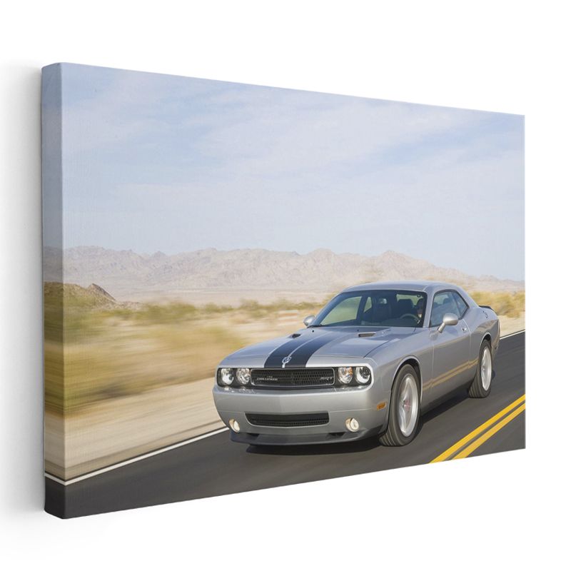 Dodge Challenger - Çöl Yolunda Amerikan Muscle Kanvas Tablo