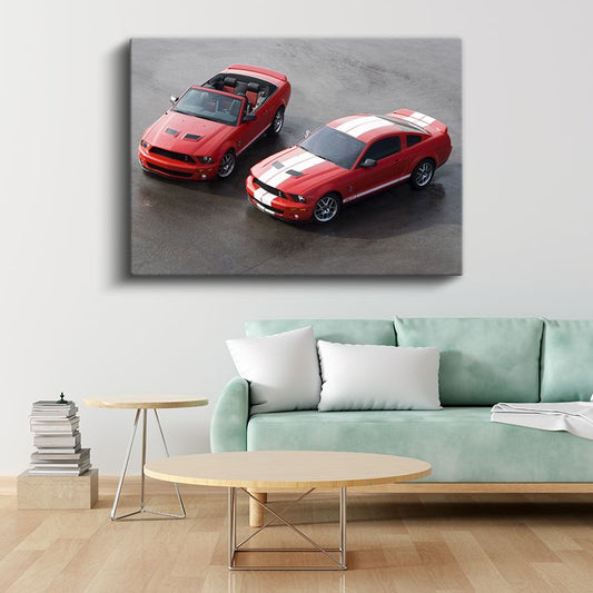 Ford Mustang Shelby GT500 - Kırmızı İkili Spor Otomobil Kanvas Tablo