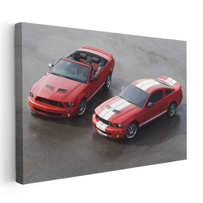 Ford Mustang Shelby GT500 - Kırmızı İkili Spor Otomobil Kanvas Tablo