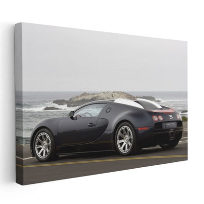 Bugatti Veyron - Sahil Yolunda Prestij Otomobil Kanvas Tablo