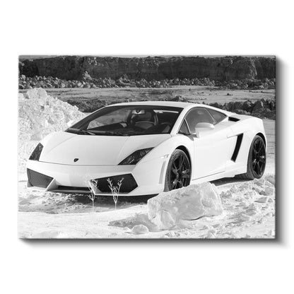 Lamborghini Gallardo - Beyaz Süper Otomobil Kanvas Tablo