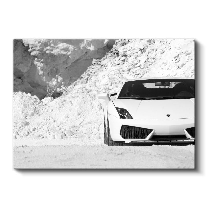 Lamborghini Gallardo - Beyaz Spor Otomobil Profil Kanvas Tablo
