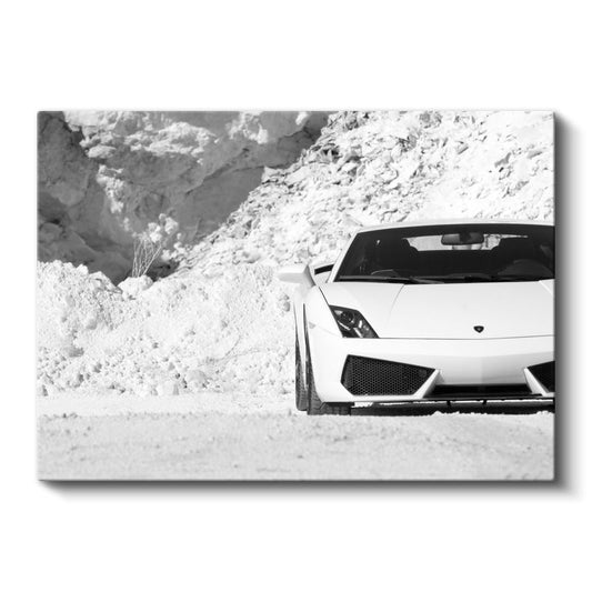 Lamborghini Gallardo - Beyaz Spor Otomobil Profil Kanvas Tablo
