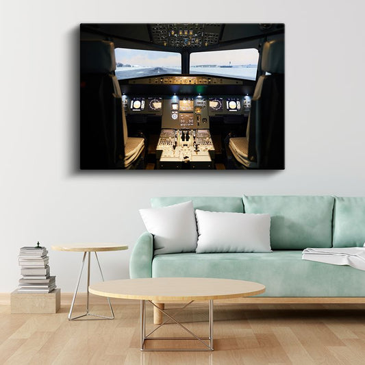 Uçak Kokpiti - Modern Havacılık Teknolojisi Kanvas Tablo